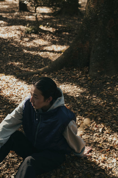 Fleece/Nylon Reversible Vest | Gray×Navy