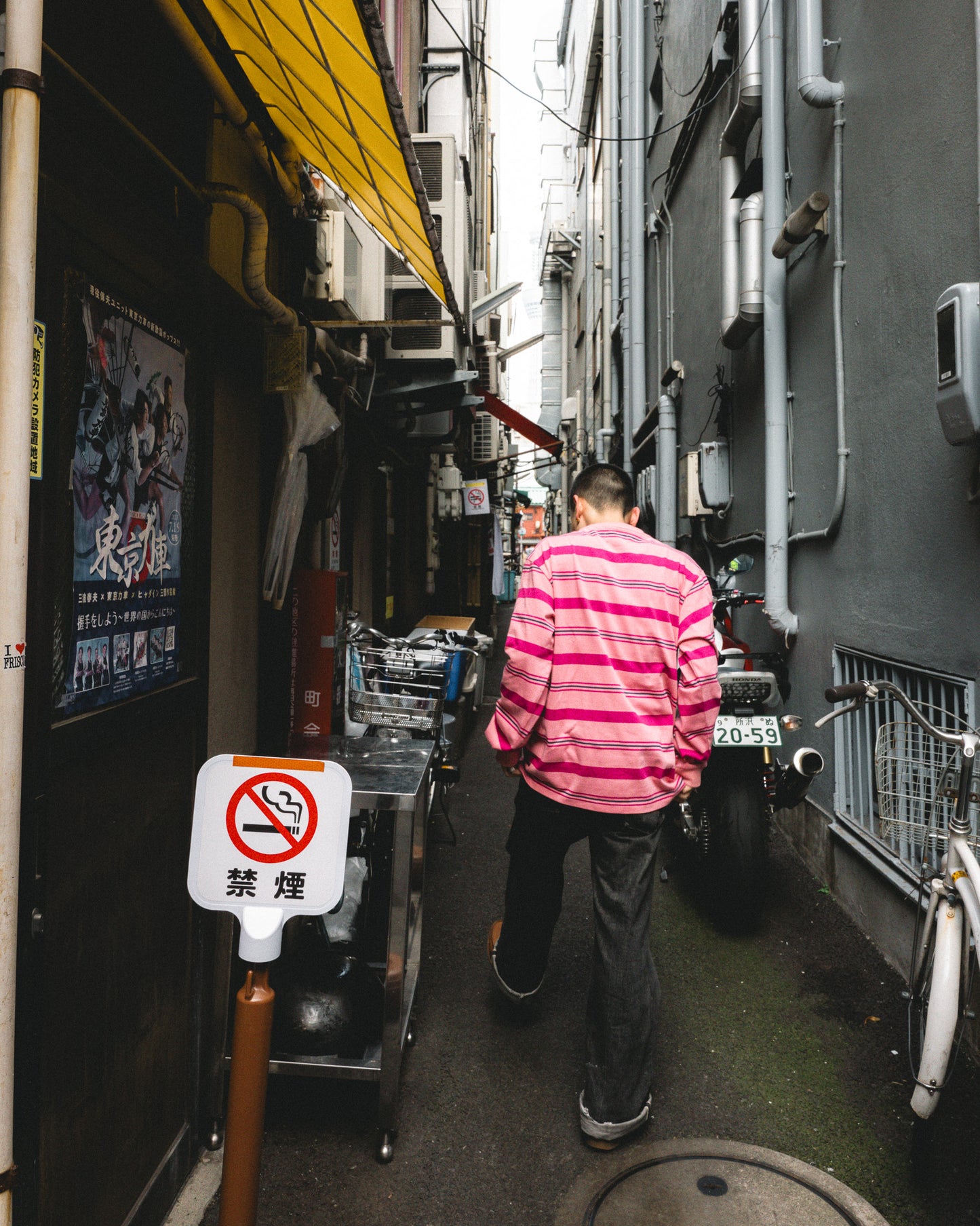 Pocket L/S Tee | Pink Border