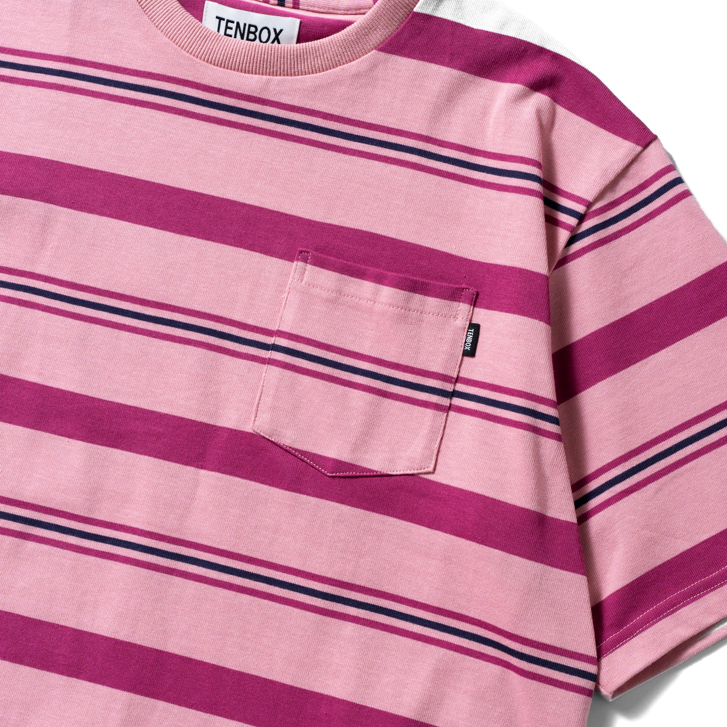 Pocket S/S Tee | Pink Border