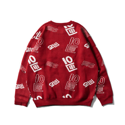 OG Logo Jacquard Sweater | Red