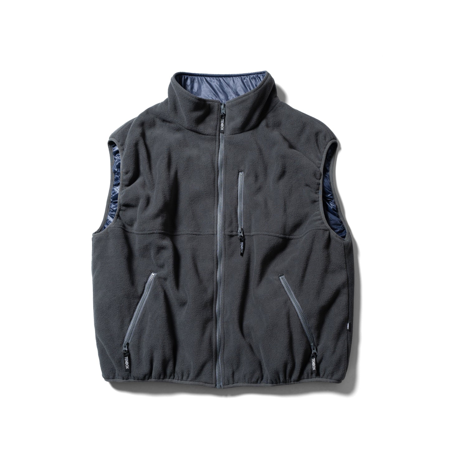 Fleece/Nylon Reversible Vest | Gray×Navy